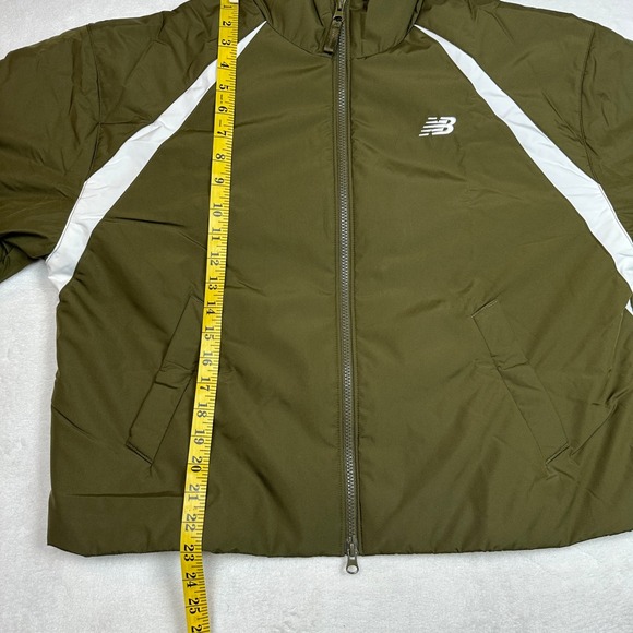 New Balance NB Water Defy Puffer Jacket Olive Green White Athletic Size S - Picture 4 of 5